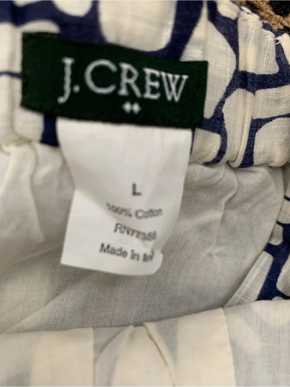 J. Crew White and Navy Geometric Tank Top